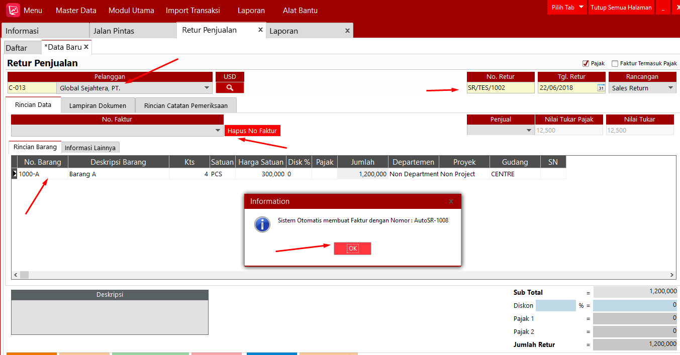 Membuat Retur Dengan Faktur Nihil di Easy Accounting 5