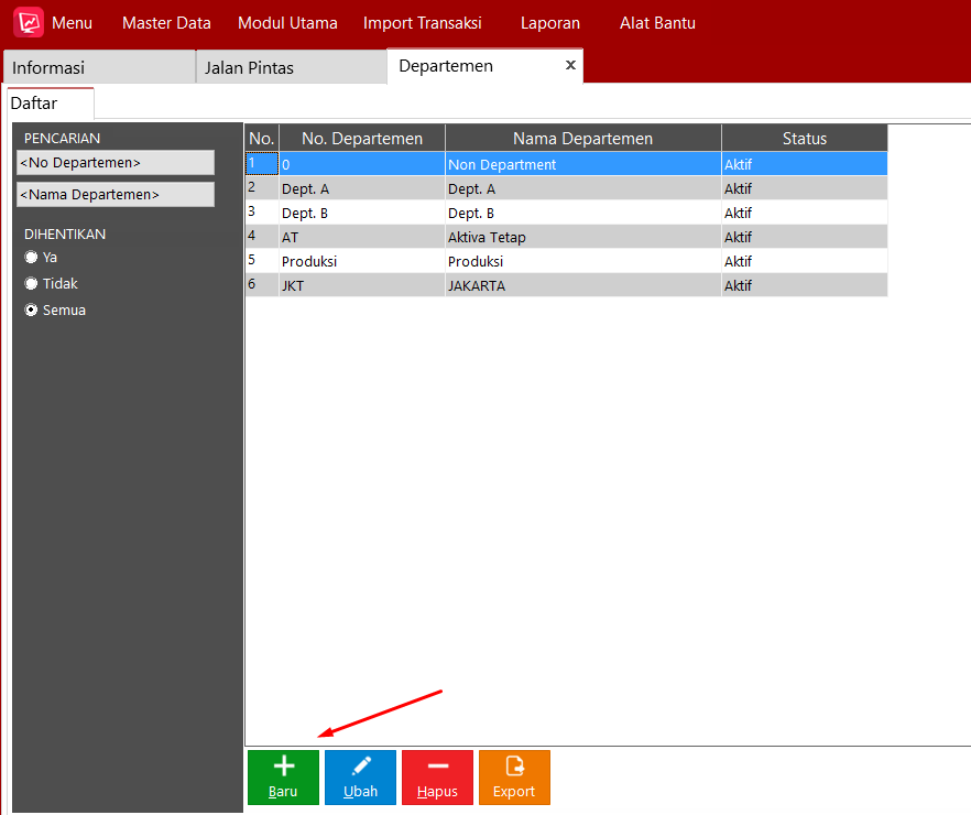 Fungsi fitur Departement di Easy Accounting 5