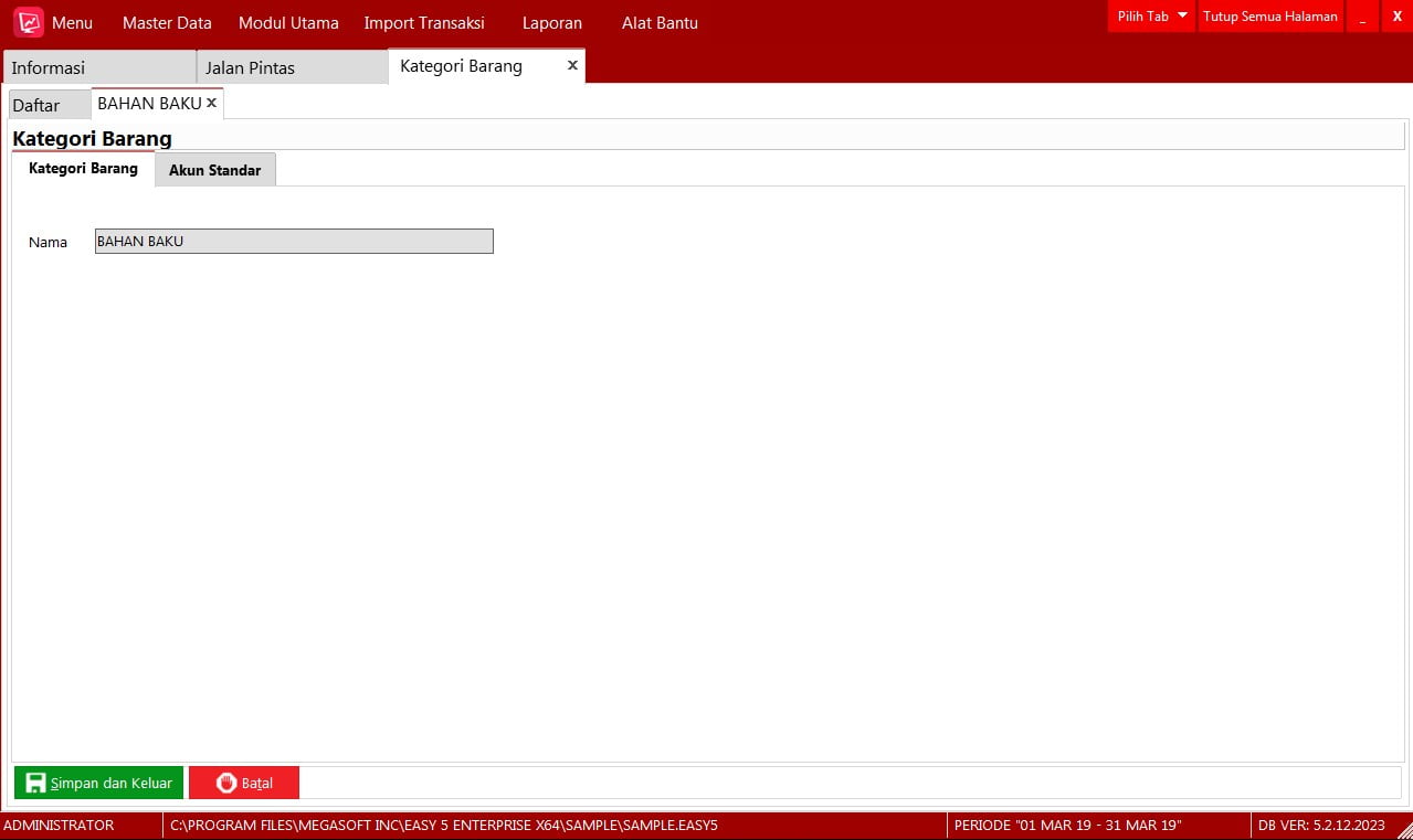 Kategori Barang di EASY Accounting
