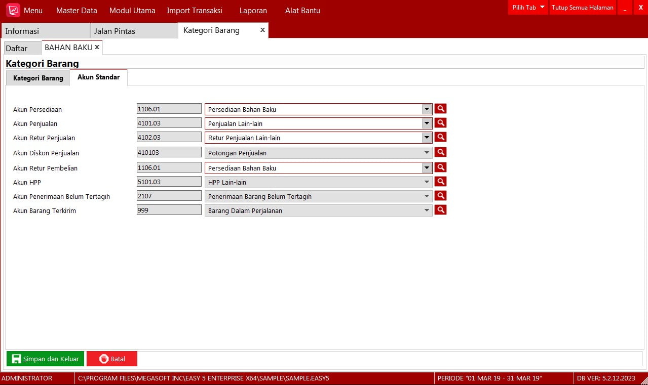 Kategori Barang di EASY Accounting