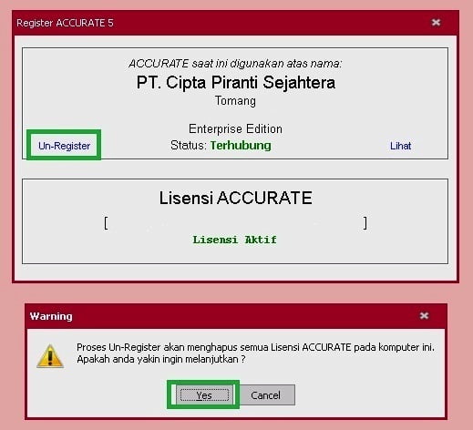 Cara Un-Registrasi Accurate 5