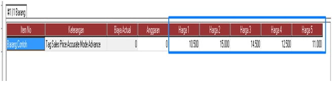 Tag Sales Price Accurate Mode Advance