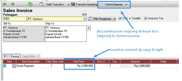 Cara Membuat Invoice DP