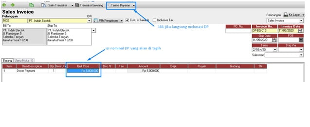 Cara Membuat Invoice DP