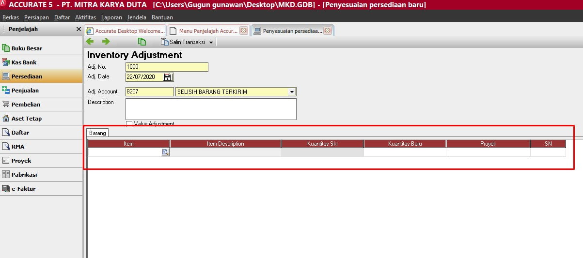 Stok Opname di Accurate