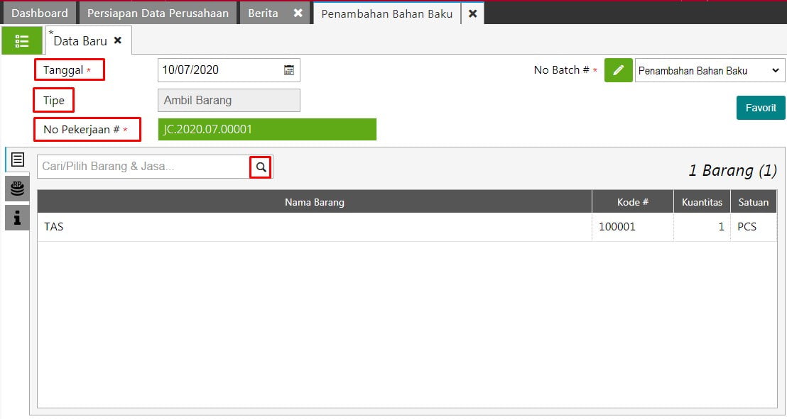 Cara Input Transaksi Penambahan Bahan Baku Di Accurate Online