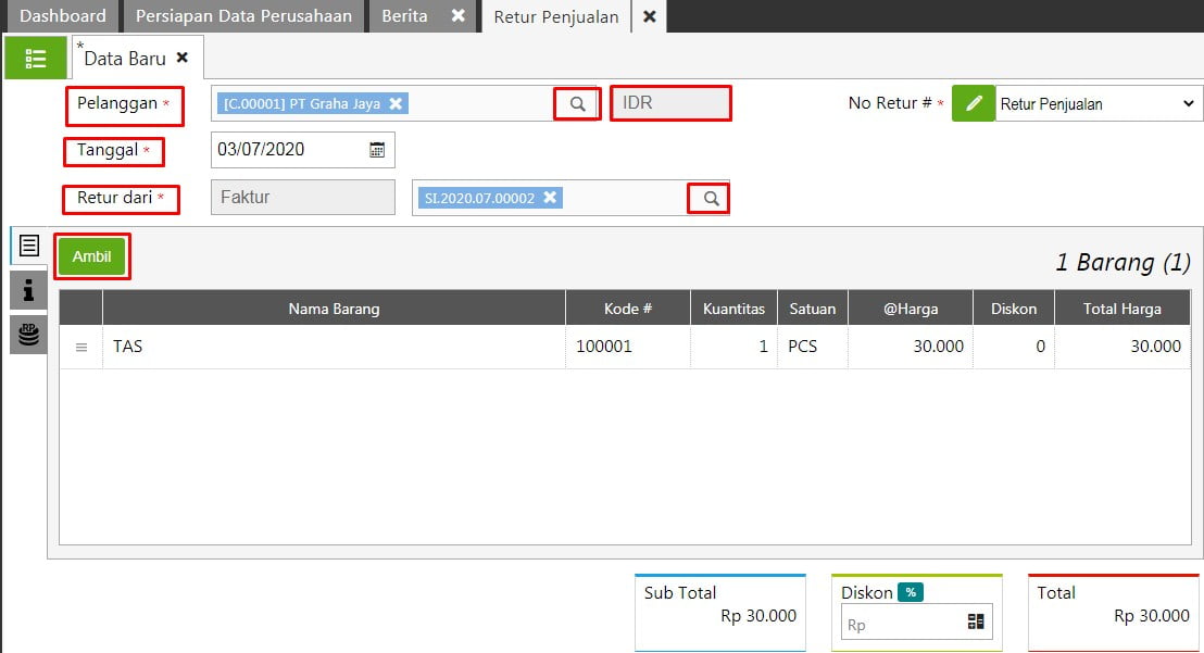 Cara Input Transaksi Sales Return di Accurate Online