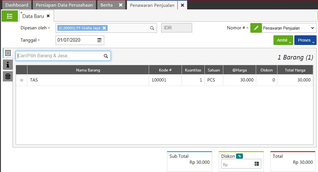 Cara Input Transaksi Penawaran Penjualan di Accurate Online