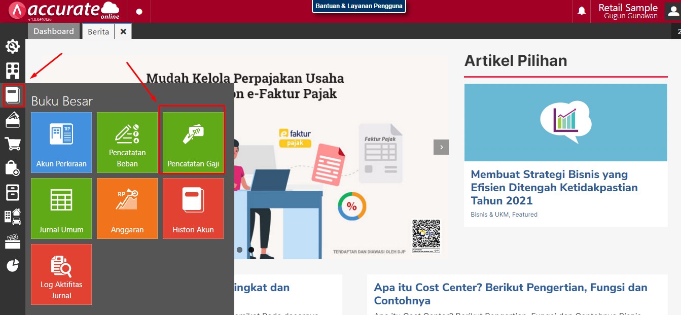 Penggunaan menu payroll di accurate online