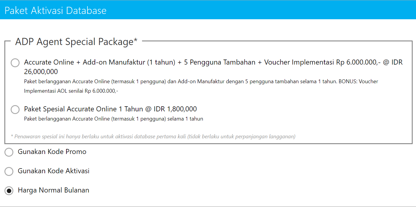 Aktivasi Database Accurate Online