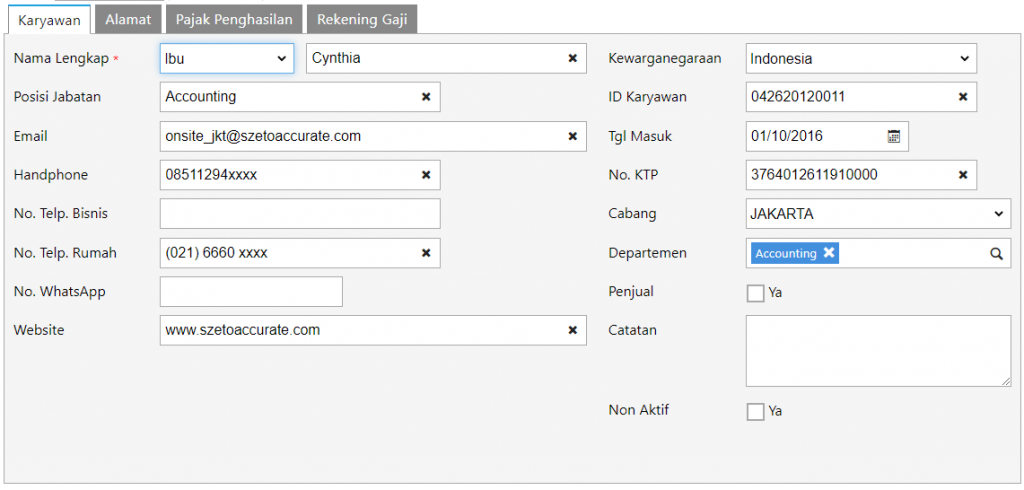 Cara menambahkan karyawan di accurate online